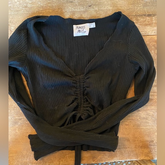 Princess Polly Tops - Princess Polly v neck black long sleeve